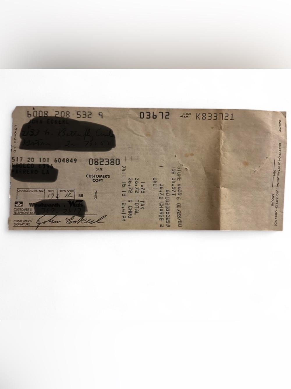 Vintage Woolworth Receipt Money Order 1980s Handwritten Ephemera